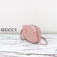 Gucci Women GG Marmont Small Shoulder Bag Light Pink Matelassé Chevron Leather Double G (11)