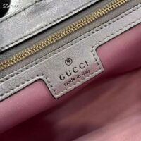 Gucci Women GG Marmont Small Shoulder Bag Pink Iridescent Quilted Chevron Leather (9)