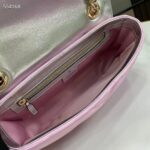 Gucci Women GG Marmont Small Shoulder Bag Pink Iridescent Quilted Chevron Leather - Imagen 9