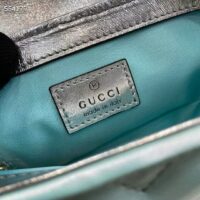 Gucci Women GG Marmont Super Mini Bag Light Blue Iridescent Matelassé Chevron Leather (7)