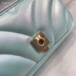 Gucci Women GG Marmont Super Mini Bag Light Blue Iridescent Matelassé Chevron Leather - Image 10
