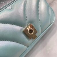 Gucci Women GG Marmont Super Mini Bag Light Blue Iridescent Matelassé Chevron Leather (7)