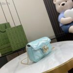Gucci Women GG Marmont Super Mini Bag Light Blue Iridescent Matelassé Chevron Leather - Image 3