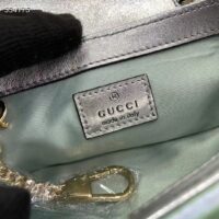 Gucci Women GG Marmont Super Mini Bag Light Green Iridescent Matelassé Chevron Leather (9)