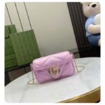 Gucci Women GG Marmont Super Mini Bag Pink Iridescent Matelassé Chevron Leather – Image 2