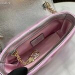 Gucci Women GG Marmont Super Mini Bag Pink Iridescent Matelassé Chevron Leather – Image 5