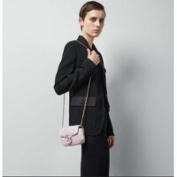 Gucci Women GG Marmont Super Mini Bag Pink Iridescent Matelassé Chevron Leather (4)