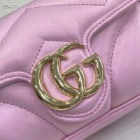 Gucci Women GG Marmont Super Mini Bag Pink Iridescent Matelassé Chevron Leather (4)