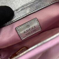 Gucci Women GG Marmont Super Mini Bag Pink Iridescent Matelassé Chevron Leather (4)