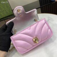 Gucci Women GG Marmont Super Mini Bag Pink Iridescent Matelassé Chevron Leather (4)