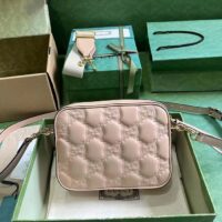 Gucci Women GG Matelassé Small Bag Rose Beige Leather Double G Zip Closure (1)