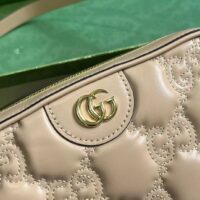 Gucci Women GG Matelassé Small Bag Rose Beige Leather Double G Zip Closure (1)