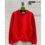 Gucci Women GG Red Wool Top Gucci Intarsia Crewneck Dropped Shoulder Long Sleeves - Image 2