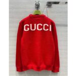 Gucci Women GG Red Wool Top Gucci Intarsia Crewneck Dropped Shoulder Long Sleeves - Image 3