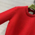 Gucci Women GG Red Wool Top Gucci Intarsia Crewneck Dropped Shoulder Long Sleeves - Image 6