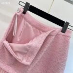 Gucci Women GG Silk Tweed Layered Skirt Pink Fitted Waistband Front Split Style ‎760862 ZAPUO 5642 - Image 9
