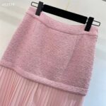 Gucci Women GG Silk Tweed Layered Skirt Pink Fitted Waistband Front Split Style ‎760862 ZAPUO 5642 - Image 7