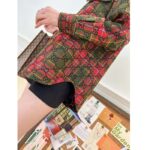 Gucci Women GG Tartan Wool Shirt Green Red GG Point Collar Long Sleeves Button Cuffs - Image 14
