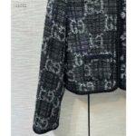 Gucci Women GG Tweed Jacket Dark Grey Lined Collarless Two Front Pockets Button Closure Style ‎761164 ZAPA4 1158 - Imagen 8
