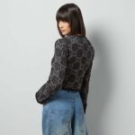 Gucci Women GG Tweed Jacket Dark Grey Lined Collarless Two Front Pockets Button Closure Style ‎761164 ZAPA4 1158 - Imagen 12