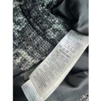 Gucci Women GG Tweed Jacket Dark Grey Lined Collarless Two Front Pockets Button Closure Style ‎761164 ZAPA4 1158 (12)