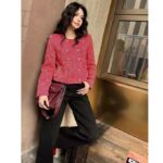 Gucci Women GG Tweed Jacket Lined Collarless Double-Breasted Two Front Pockets - immagine 11