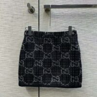 Gucci Women GG Tweed Skirt Dark Grey Lined Fitted Waistband Two Side Pockets Mini Length Style ‎774516 ZAPA4 1074 (10)