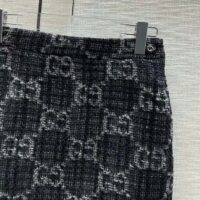 Gucci Women GG Tweed Skirt Dark Grey Lined Fitted Waistband Two Side Pockets Mini Length Style ‎774516 ZAPA4 1074 (10)