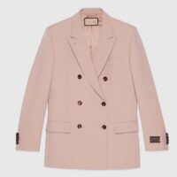 Gucci Women GG Wool Jacket Point Revers Double-Breasted Breast Pocket Rear Vent