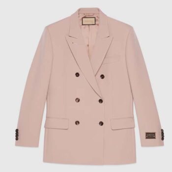 Gucci Women GG Wool Jacket Point Revers Double-Breasted Breast Pocket Rear Vent