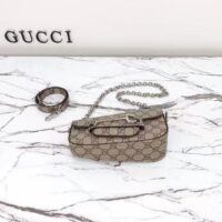 Gucci Women Gucci Horsebit 1955 Mini Shoulder Bag Beige Ebony GG Supreme Canvas (6)