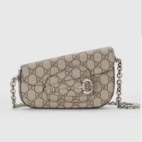 Gucci Women Gucci Horsebit 1955 Mini Shoulder Bag Beige Ebony GG Supreme Canvas (6)