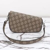 Gucci Women Gucci Horsebit 1955 Mini Shoulder Bag Beige Ebony GG Supreme Canvas (6)