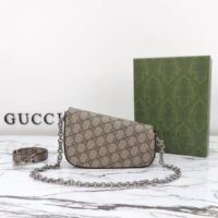 Gucci Women Gucci Horsebit 1955 Mini Shoulder Bag Beige Ebony GG Supreme Canvas (6)