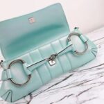 Gucci Women Horsebit Chain Medium Shoulder Bag Light Blue Quilted Leather Maxi Horsebit Style ‎764255 AACU1 4811 - Image 8