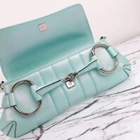 Gucci Women Horsebit Chain Medium Shoulder Bag Light Blue Quilted Leather Maxi Horsebit (4)