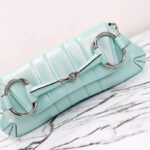 Gucci Women Horsebit Chain Medium Shoulder Bag Light Blue Quilted Leather Maxi Horsebit Style ‎764255 AACU1 4811 - Image 4
