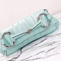 Gucci Women Horsebit Chain Medium Shoulder Bag Light Blue Quilted Leather Maxi Horsebit (4)