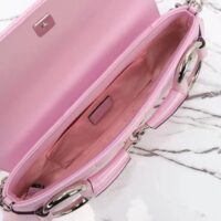 Gucci Women Horsebit Chain Medium Shoulder Bag Pink Iridescent Quilted Leather Maxi Horsebit (9)