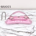 Gucci Women Horsebit Chain Medium Shoulder Bag Pink Iridescent Quilted Leather Maxi Horsebit Style ‎764255 AAC31 5826 - Image 5