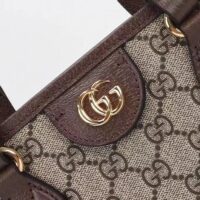 Gucci Women Ophidia GG Mini Tote Bag Beige Ebony GG Supreme Canvas Double G (8)