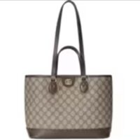 Gucci Women Ophidia GG Mini Tote Bag Beige Ebony GG Supreme Canvas Double G (8)