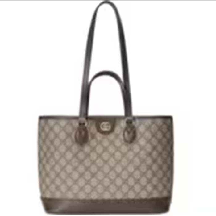 Gucci Women Ophidia GG Mini Tote Bag Beige Ebony GG Supreme Canvas Double G