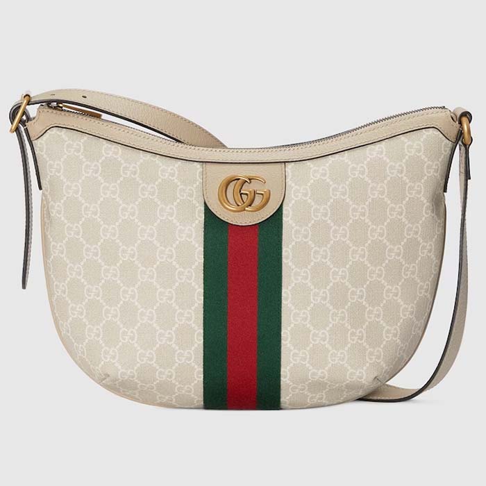 Gucci Women Ophidia GG Small Crossbody Bag Beige White GG Supreme Canvas Double G Style ‎598125 UULAT 9682