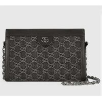 Gucci Women Ophidia GG Small Shoulder Bag Black Grey GG Denim Double G (5)