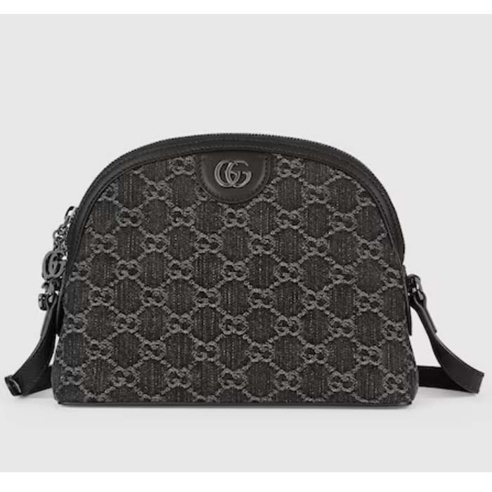 Gucci Women Ophidia GG Small Shoulder Bag Double G Black Grey GG Denim Style ‎499621 FAC2F 8450