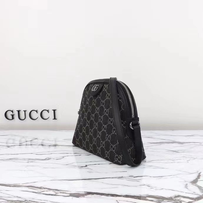 Gucci Women Ophidia GG Small Shoulder Bag Double G Black Grey GG Denim Style ‎499621 FAC2F 8450 (3)