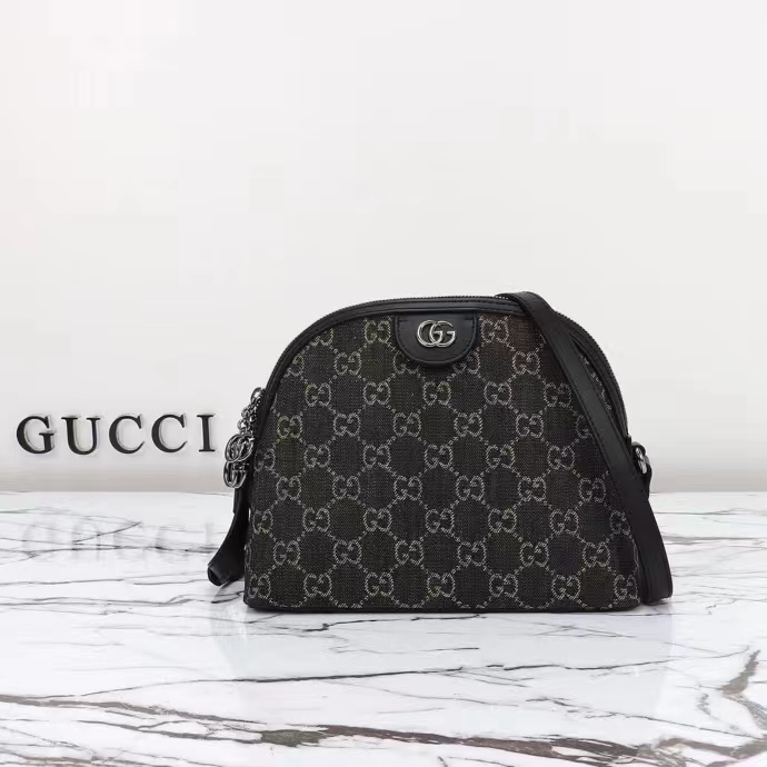Gucci Women Ophidia GG Small Shoulder Bag Double G Black Grey GG Denim Style ‎499621 FAC2F 8450 (9)