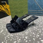 Gucci Women's GG Slide Sandal Black GG Velvet Square Toe Low 4.3 CM Heel - Image 7