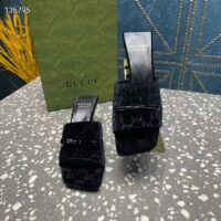 Gucci Women’s GG Slide Sandal Black GG Velvet Square Toe Low 4.3 CM Heel (8)